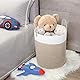 SYLANDO Wäschekorb mit Henkel, Spielzeug Aufbewahrung, Aufbewahrungsbox Geflochten, Wäschesammler Groß, Aufbewahrungskorb Kinderzimmer (Braun&Weiß, D 38 x H 50 CM)