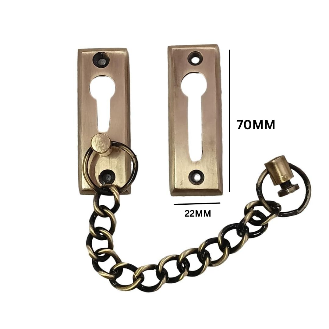 Brass Square Heavy Door Chain for Door Security for Home/Guard/Security Latch (Antique) 3