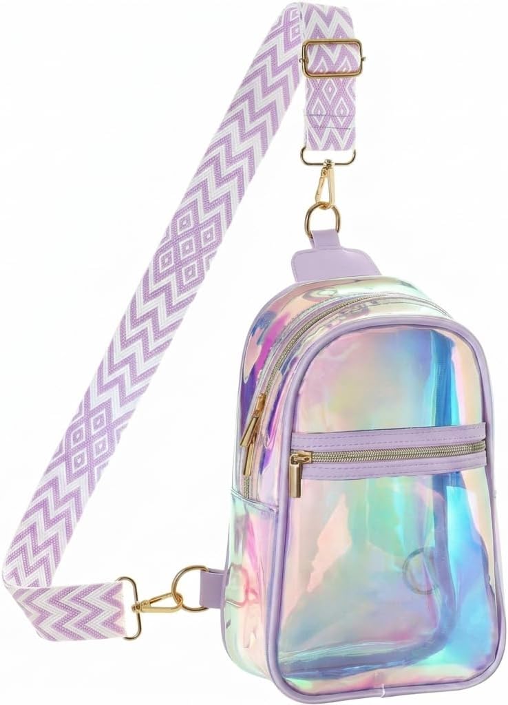 Clear Sling Bag with Reflective Semi-Transparent Strap
