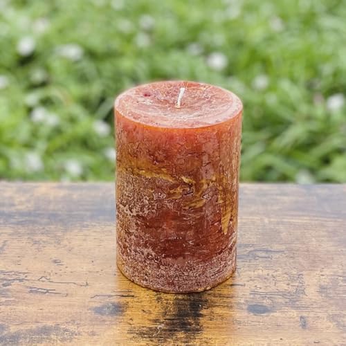 Still Water Candles Rustic Textured Rusty Orange Brown Unscented Pillar Candle thumb #4