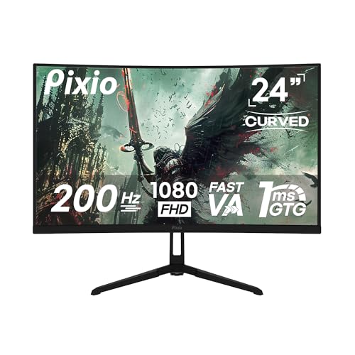 Image of Pixio PXC248 Wave 24 inch 200Hz 1080p 1500R Curve Fast VA 1ms GTG Adaptive Sync Gaming Monitor with Black HDMI 2.1 Cable Certified Ultra High Speed 6FT 8K 60Hz 4K 120Hz Nylon Braided