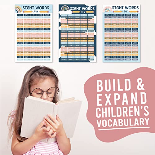 Hadley Designs 8 Boho 100 Sight Words Poster For Classroom Word Wall, Sight Word Posters For Classroom Elementary, First Grade, Word Family Posters For Elementary School Posters For Classroom #TOP7