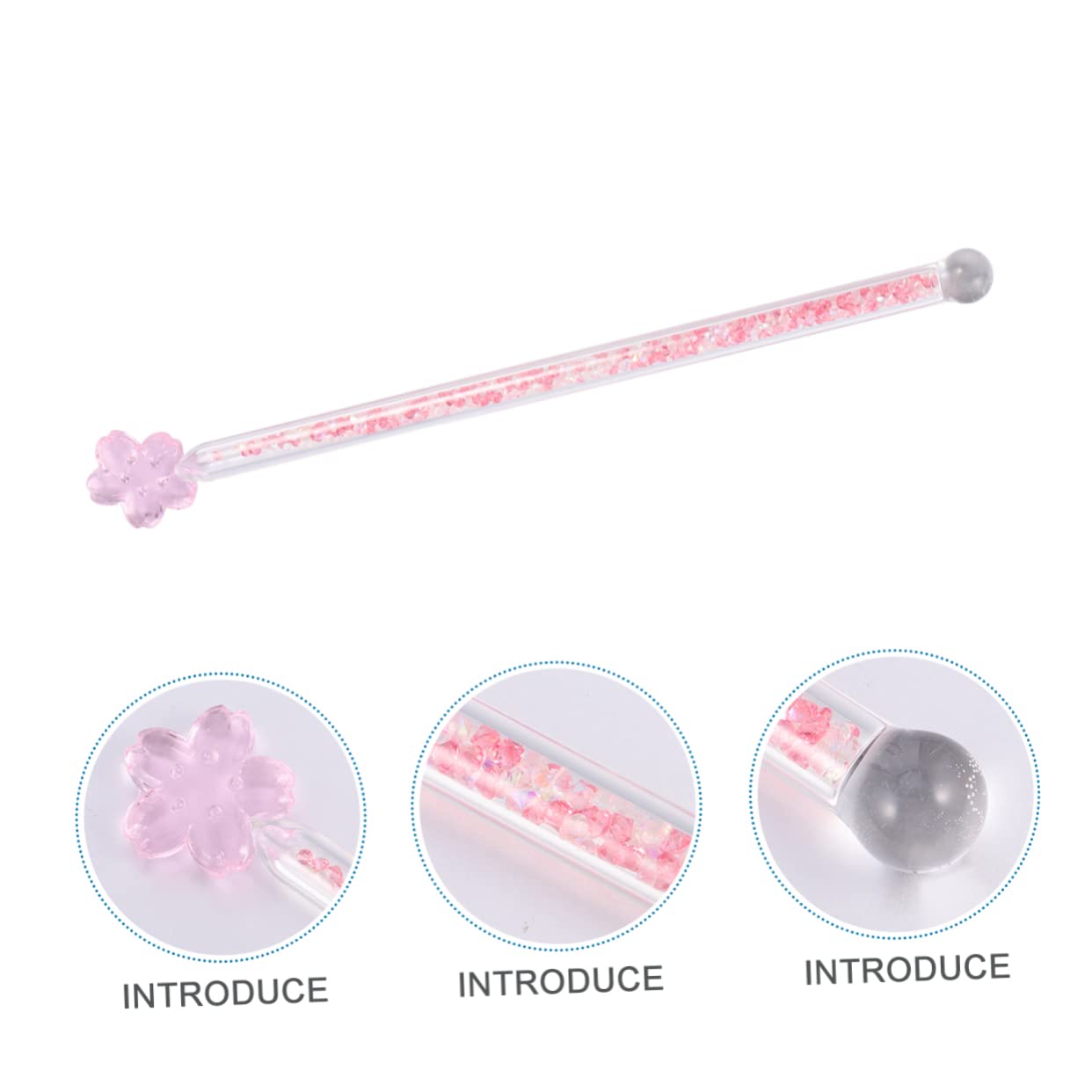 OUNONA Kawaii Flower Stirrer Shiny Glass Stir Stick Borosilicate Rod Multi-purpose Stirrer