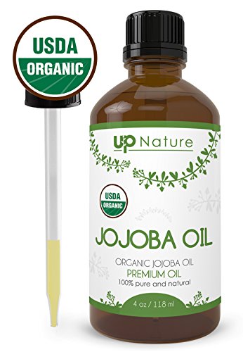 Jojoba Essential Oil 4 OZ - For Skin - Organic, Pure, Unrefined, Non-GMO - Cold Pressed - Natural Moisturizer & Makeup Remover - Heal Razor Burn - Great for Hair - With Dropper by UpNature