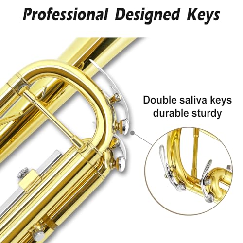 bb trumpet for beginners standard b flat trumpet with 7c mouthpiece hard case gloves amp cleaning cloth student brass instrument golden