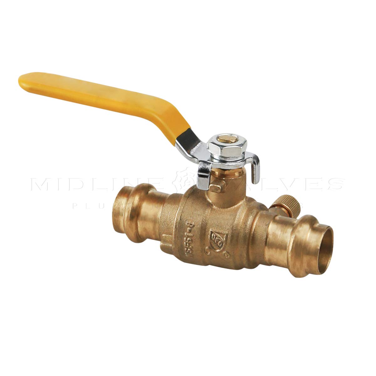Midline Valve 532VLV012D-5 - Válvula de bola premium con drenaje con conexiones de presión de 1,27 cm, latón (paquete de 5)