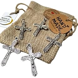 Collares De Amigos Hombre Y Mujer Colgantes Cruz Plata Hombre Mujer. Cristo, Colgante Religioso, 5 Piezas. Regalos Originales, Navidad, Pareja, Empresa, Familia, Amigos +Bolsa de Yute Hecha a Mano
