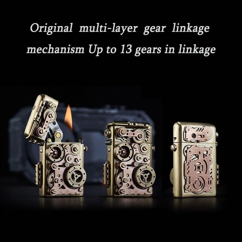 Encendedor de queroseno vintage estilo mecánico, recargable miniatura 2