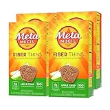 Metamucil Fiber Thins, Apple Crisp Flavored Dietary Fiber Supplement Snack with Psyllium Husk, 12 servings (Pack of 4)