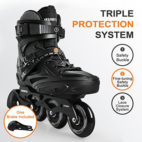Image of Inline Skates for Women Men, Outdoor Street Blades Roller Adult Male Female, Professional Fitness Roller Skates Blades for Unisex (Black) Men8.5-9 /Women9.5-10 /28cm