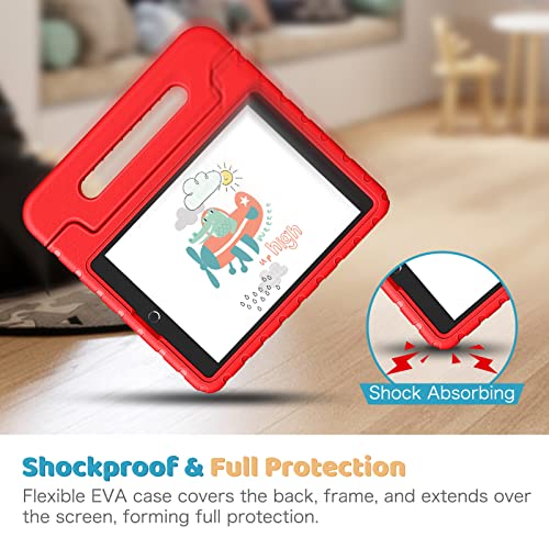 Fintie Kids Case For Ipad 9Th / 8Th / 7Th Generation (10.2 Inch 2021/2020 / 2019 Model)- Shockproof Light Weight Handle Stand Case, Also Fit Ipad Air 3 10.5" 2019 & Ipad Pro 10.5" 2017 (Red) #TOP5
