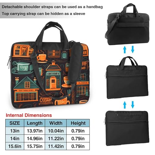 Coffee House Laptop Bag, Vintage Laptop Case Sleeve Women Men Messenger Shoulder Bag Briefcases 15.6 Inch2
