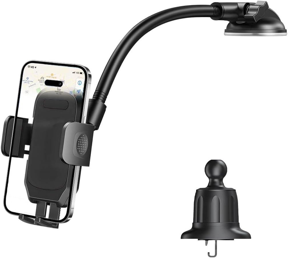 Car Phone Holder, Vehicle Dashboard Windshield Cell Phone Air Vent Mount with Strong Suction Cup, Auto Smartphone Stand Bracket Accessories, Universal for SUV, Sedan, Truck (Black) Car Phone Holder, Vehicle Dashboard Windshield Cell Phone Air Vent Mount with Strong Suction Cup, Auto Smartphone Stand Bracket Accessories, Universal for SUV, Sedan, Truck (Black)