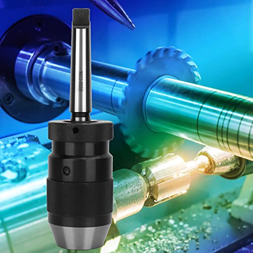 CNC Drill Chuck, Manganese Steel Lathe Keyless Self Tighten Straight Shank with Taper Arbor Clamp (1/32''-1/2'')
