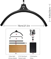 Vista 5 de Lámpara de pie LED de pestañas, lámpara de media luna para extensión de pestañas, iluminación para belleza, cuidado de la piel, pestañas, cejas