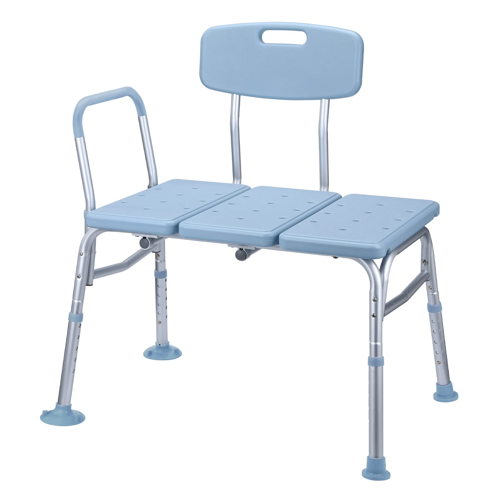 SUBTLETY Taburete de ducha de 85 a 96,5 cm, altura regulable, con respaldo y reposabrazos, asiento de ducha de aluminio y plástico, antideslizante, para adultos, personas mayores, embarazadas, color