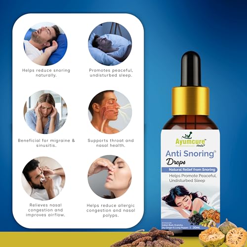 Image of Ayumcure Anti Snoring Drops 30ML| Herbal Nasal Drops for Snoring Relief & Better Sleep | With Indian Bael, Draksha, Dry Ginger & Long Pepper | Improves Breathing | 100% Natural for Men & Women ( pack of 2 )