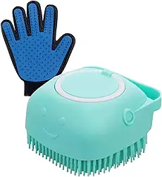 Kit Lava Pet Escova Banho Cachorro Gato Dispenser de Shampoo e Luva Nanomagnetica Tira Pelos Para Pelos Curtos - Cores Sortidas