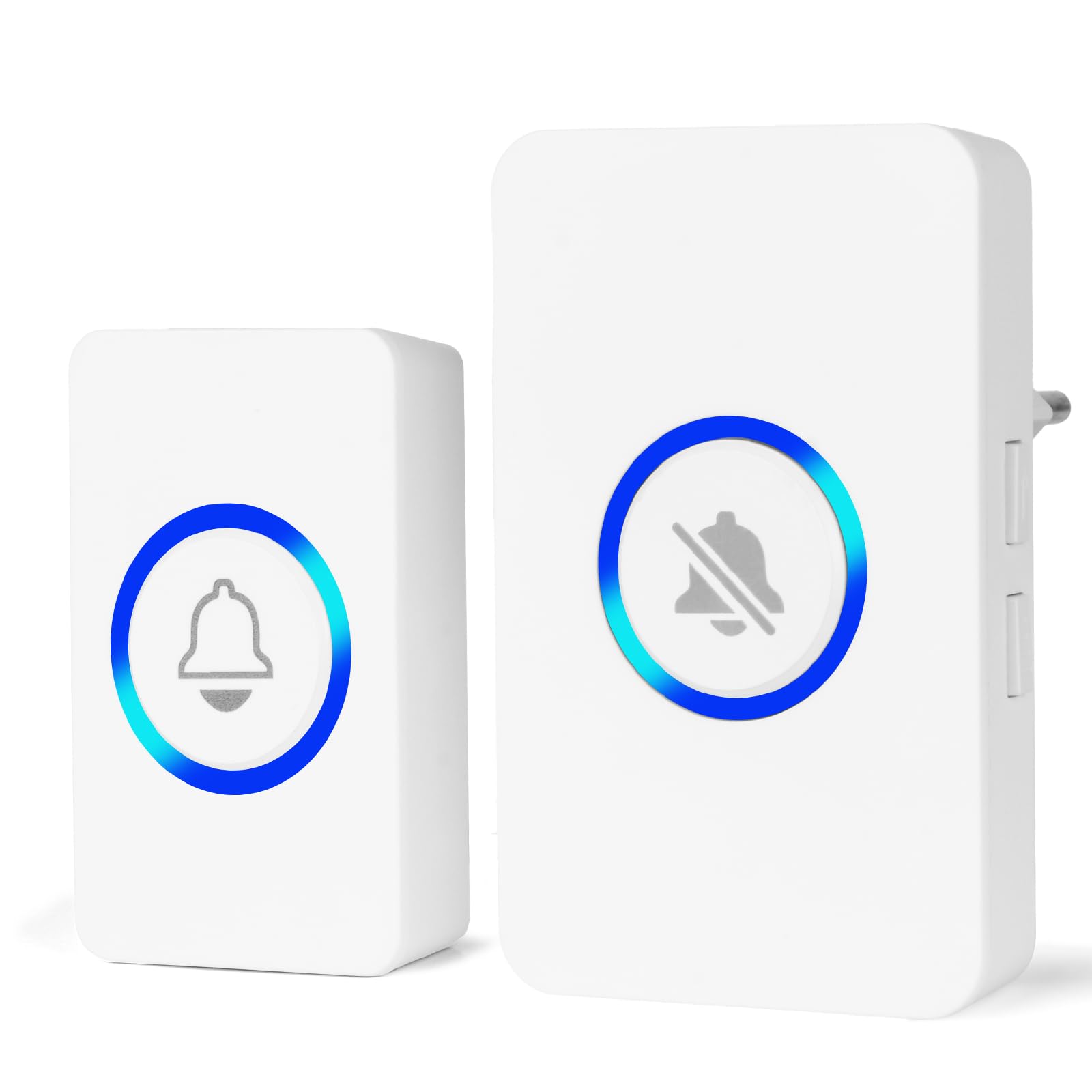 AMFUN Wireless Doorbell,Plug in Battery Door Bells Operating at 492FT Range,Cordless Doorbell with 4 Volume,58 Melodies and LED Flash,Plug in Door Entry Bell for Home, School,Office-White
