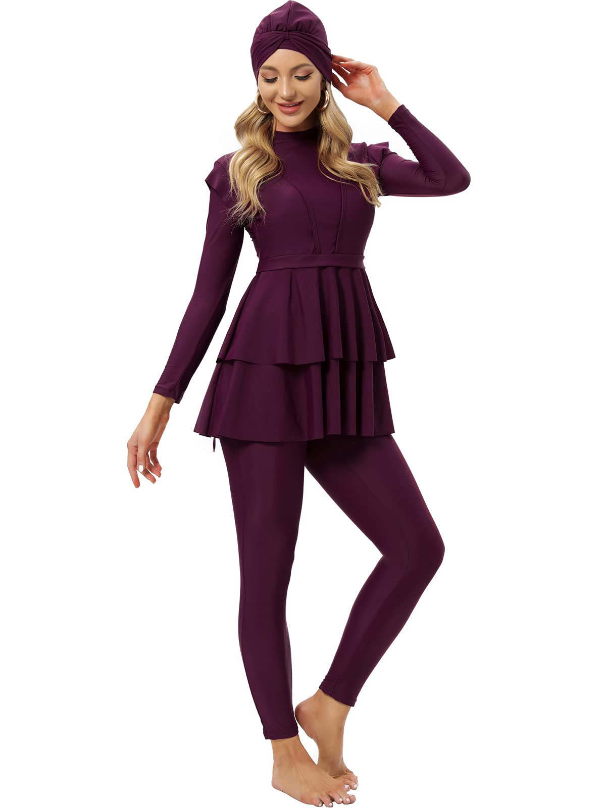 Damen Modest Badeanzug Langarm Burkini Full Cover Muslim Badeanzug