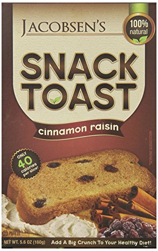 Jacobsen's Cinnamon Raisin Snack Toast, 5.6-Ounce (Pack of 6)