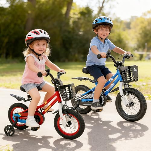 Image of BABY JOY Kids Bike, 12 14 16 18 Inch Boys Girls Bike for 3-8 Years w /Training Wheels, 20 Inch Children Bicycle for 8+ Teens w /Kickstand, Handbrake, Coaster Brake & Removable Basket, Sporty Bicycle
