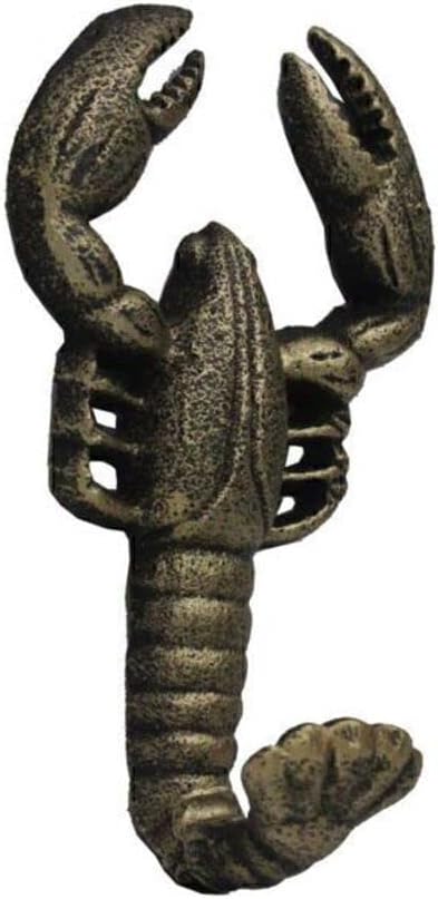 Rustic Gold Cast Iron Wall Mounted Lobster Hook 5" - Decorative Cast Iron Wall