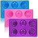6-Cavity Silicone Flower Shape Cake Molds, SENHAI 3 Packs Fondant Shape Decorating Ice Cube Trays for Homemade Cake Chocolate Cupcake - Purple Blue Pink