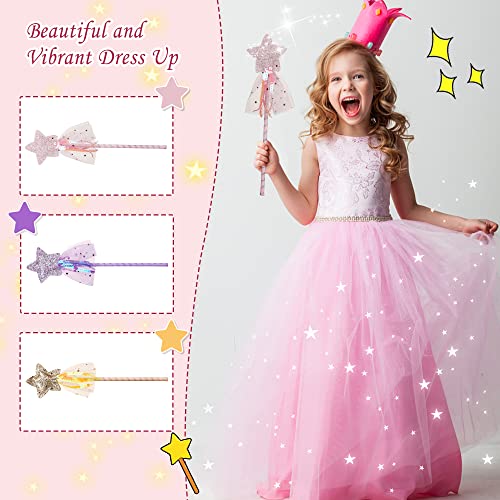 3Pcs Fairy Princess Wand For Girls Party Favors, Magic Star Wand For Fairy Wond Kids, Glitter Fairy Wands For Fairy Dress Up, Costume Wand For Party Supplies Cosplay Favors Role Play(Pink/Purple/Gold) #TOP3