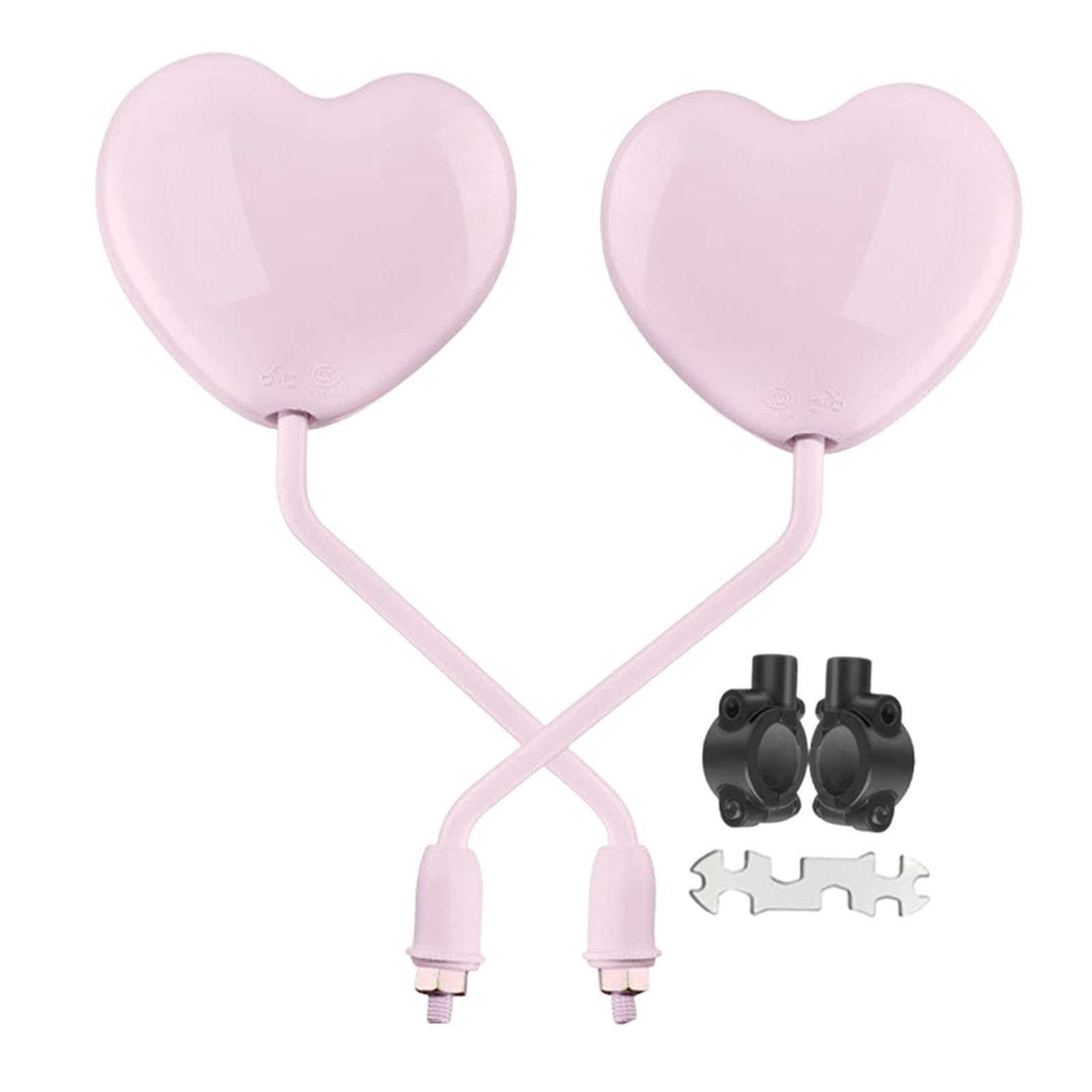 Coppia di Specchietti Retrovisori Universali per a Forma di Cuore Materiale Leggero Angoli Regolabili Adatti per Motocicli Biciclette, Rosa