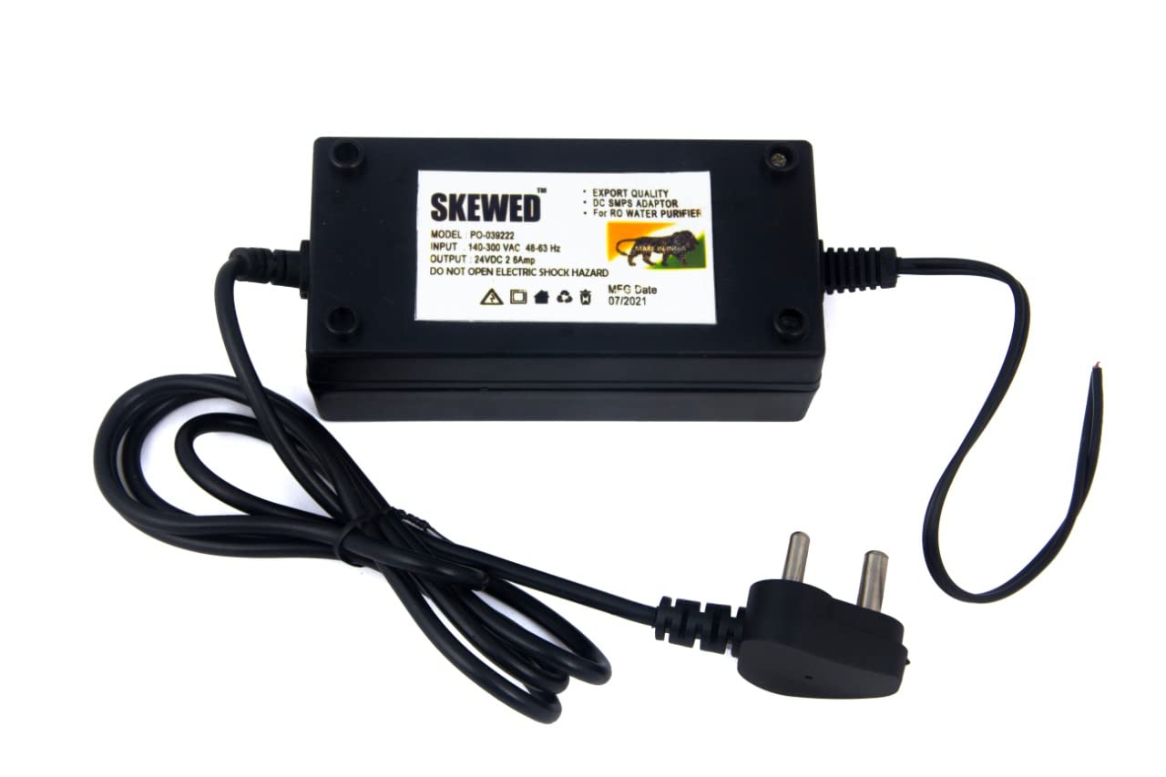 SKEWED Power Supply Adapter 24v 2.5 amp Adapter Suitable for Aquaguard, Kent, Livpure, Aquafresh and all water purifiers Black