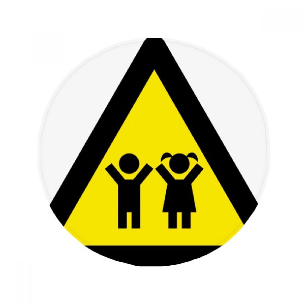 Tapis rond jaune et noir symbole d'avertissement 50x50cm pour chambre d'enfant et salon