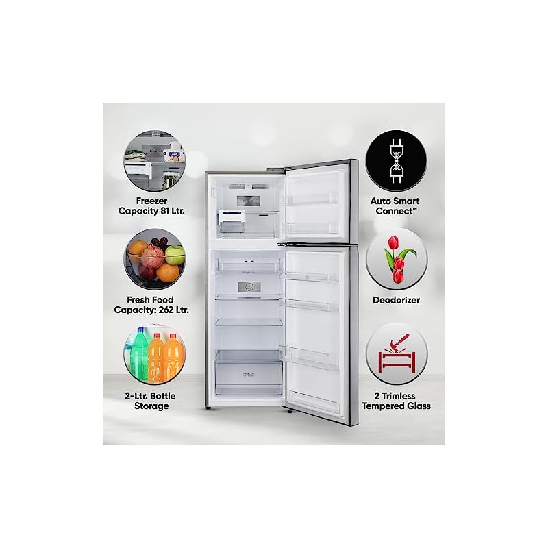 LG 343 L 3 Star Frost-Free Smart Inverter Double Door Refrigerator (2023 Model, GL-S382SDSX, Dazzle Steel, Convertible with Express Freeze) - Image 4