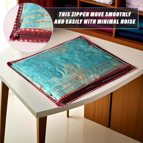 Image of Kuber Industries Nylon Clothes Organizer For Wardrobe (Pack of 12) - Single Storage Organizer For Saree | Salwar Suit | Lehenga - Dress Organizer For Wardrobe - Single Saree Covers With Zip (Maroon)