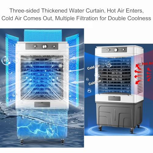 Raffreddatore d'aria evaporativo con 3 velocità e 4 scatole di ghiaccio per raffreddamento industriale e domestico