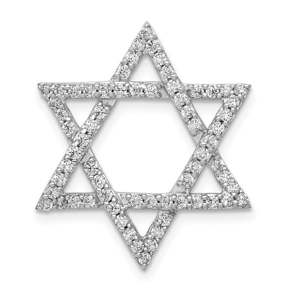 14K Solid White Gold 5/8ct. Diamond Star of David Jewish Magen Floating Chain Slide Pendant Necklace Judaica Religious Israel Charm3