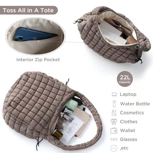 Image of Puffer Tote Bag for Women Large Quilted Crossbody Bag Quilted Carryall Bag Soft Puffy Hobo Handbags Puff Purse Shoulder Bag