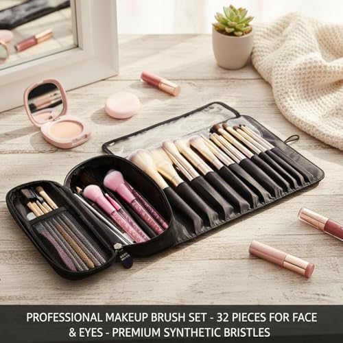 Bolsas de cosméticos con ranuras protectoras para brochas 4