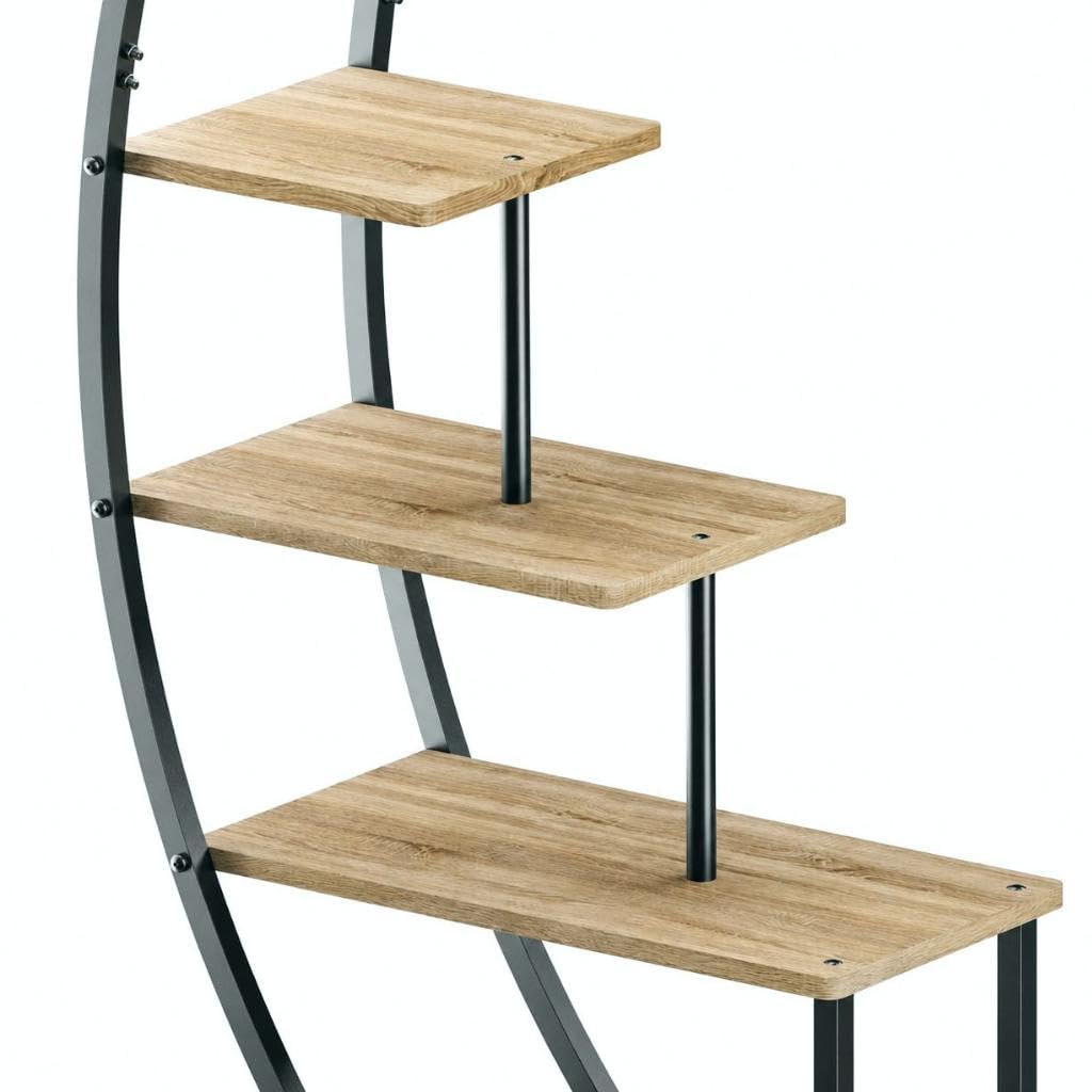 DanDiBo Pflanzenregal Indoor Blumenregal 170 cm Hoch Metall Schwarz Halbrund 96700 Blumentreppe Groß Rund Pflanzenständer Plant Stand