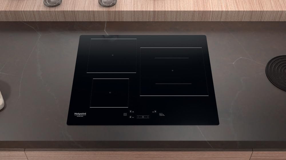Hotpoint - HQ 5760S NE Plaque Induction 3 Foyers - Zone 28cm, Booster 7200W - Commandes Tactiles, Programmes Automatiques, Minuterie - H 5,4 x L 59 x P 51 cm - Noir Verre Céramique