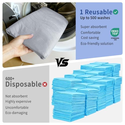 Image of Accompagner Incontinence Bed Pads Washable Waterproof, Ultra-Absorbent Reusable Underpads for Diaper Changing, Nursing, Bedridden, Adults, Seniors, Kids and Dogs (Pearl Gray, 24 inchx24 inch(Pack of 4))