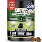 Dog Allergy Relief Chews Itching Skin is Human Multivitamin Pet Allergy Anti Itch Paw Relief and Immune Dog Chews Bites Antihistamine for Dogs Itching and Licking Weight Loss Management Support 200