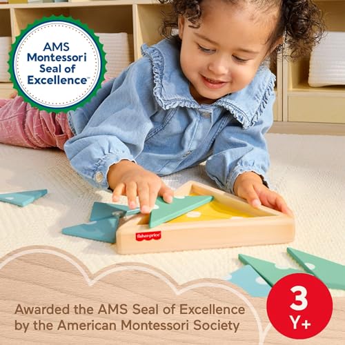 Fisher-Price Wood Montessori Triangle Puzzle Learning Activity, Ages 3+ - image 2