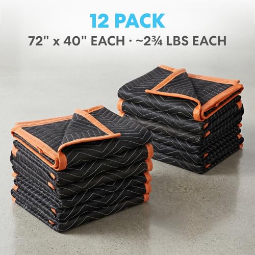 Image of Simpli-Magic Heavy Duty Padded Moving Blankets 72 inch x 40 inch - 12 Pack - Packing Blankets, Furniture Covers for Moving
