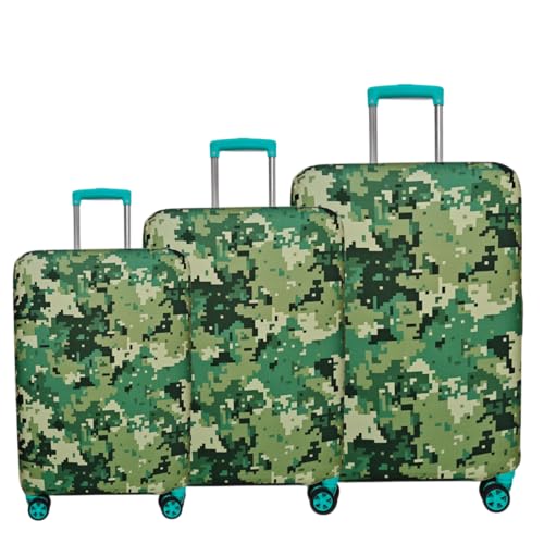 Image of Printed Polyester Suitcase Cover Stretchable Luggage Protector Trolley Bag Cover Travel Accessory (Army Squre Green-S,M,L)