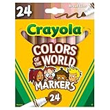 Crayola Colors of The World Markers 24 Count, Washable Skin Tone Markers, 24, Stocking Stuffers, Gift