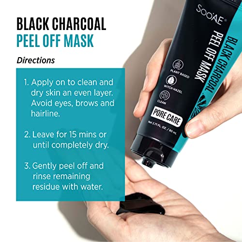 Soo'ae Black Charcoal Peel Off Mask 1 Ea - 2023 New Deep Pore Cleansing Activated Charcoal Peel Off Black Face Mask Black Head Black Mask Made In Korea #TOP5