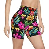 CZSJzd Hawaiian Colorful Flower Women's High Waist Bike Shorts Workout Sports Athletic Running Biker...