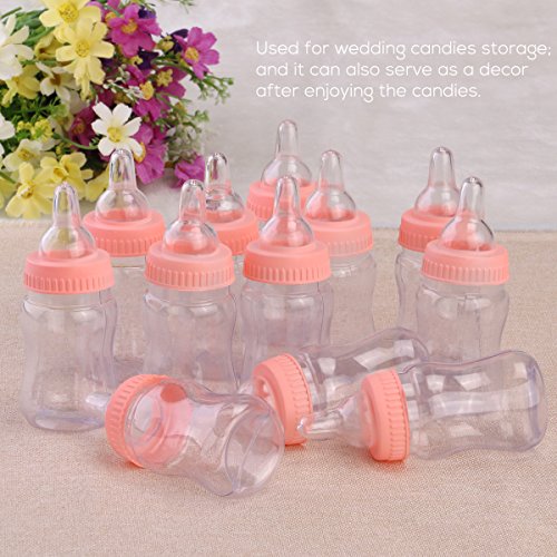 NUOLUX Baby Bottle Mini Candy Bottle for Showers Parties Birthday 12pcs (Pink)