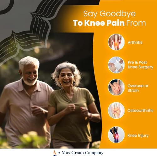 Image of AGEasy (Max Group Comfort Hinged Knee Brace (L) With Pain Relief Patches (Pack Of 5) |Powerful & Fast-Acting Formula With Goodness Of Turmeric Cotton (Large, Pack Of 5)